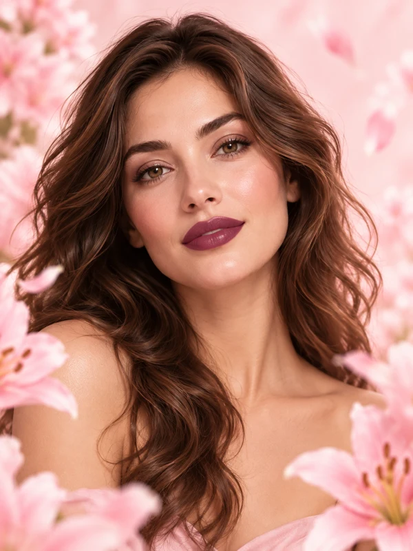 چهره با رنگ لب تمشکی؛ ایده‌ای برای تست رنگ رژ